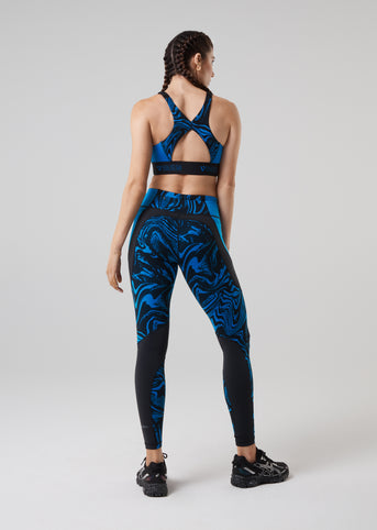 Prowess Print Block Leggings- Blue Swirl